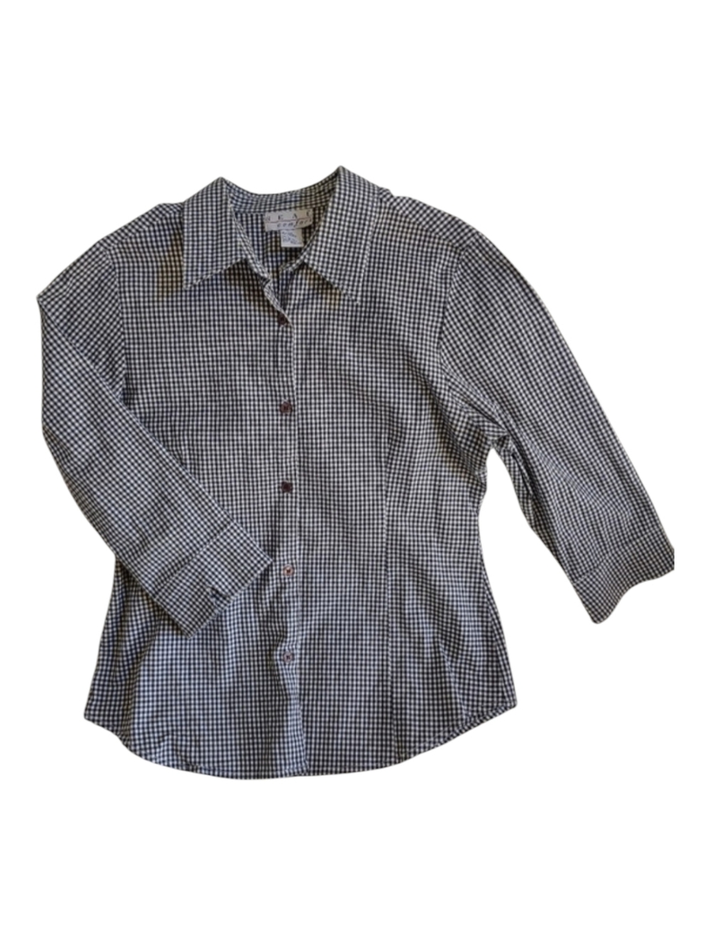 Shirt Checkered Gingham Black White Large real comfort